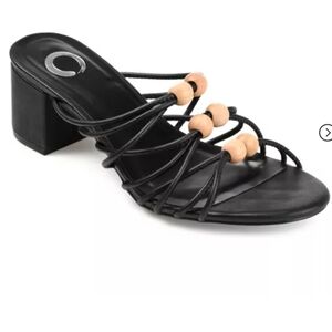 Journee Collection Womens Kennadi Multi Strap Block Heel Sandals black size 91/2